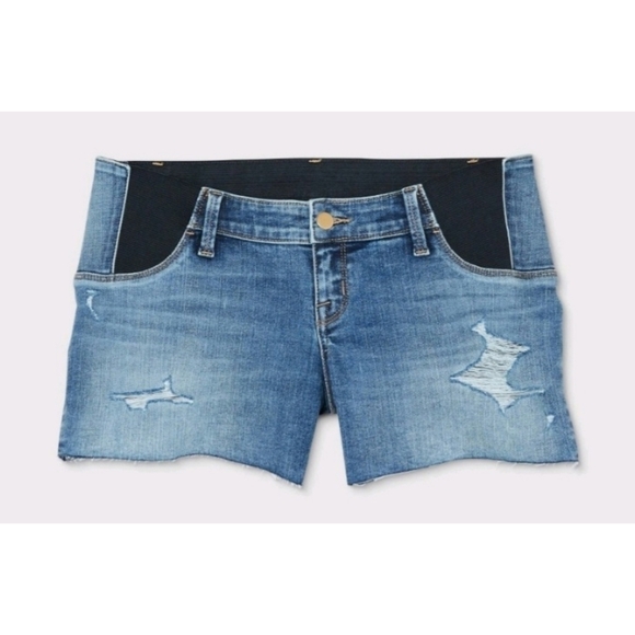 Isabel Maternity by Ingrid & Isabel Under Belly Construction Midi Jean Shorts - Picture 1 of 13